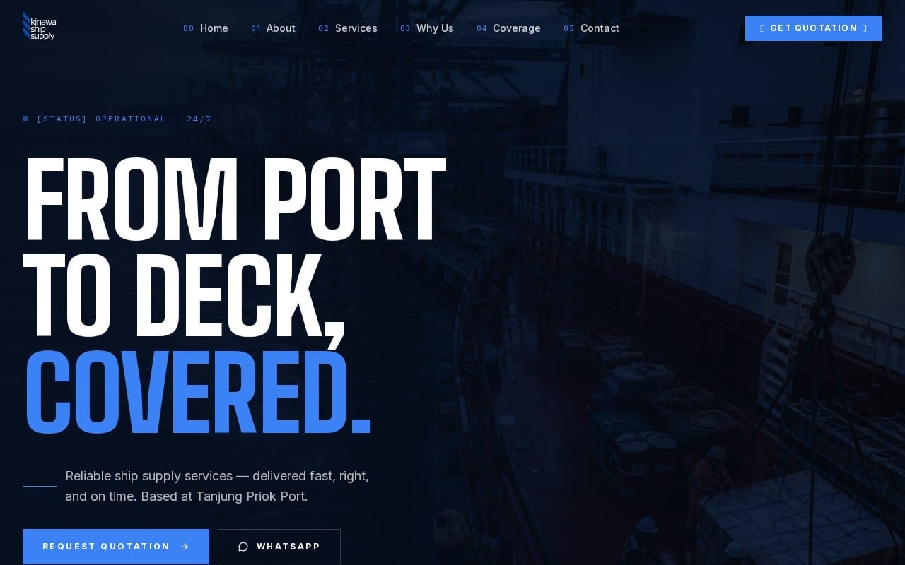 Tampilan website Kinawa Ship Supply