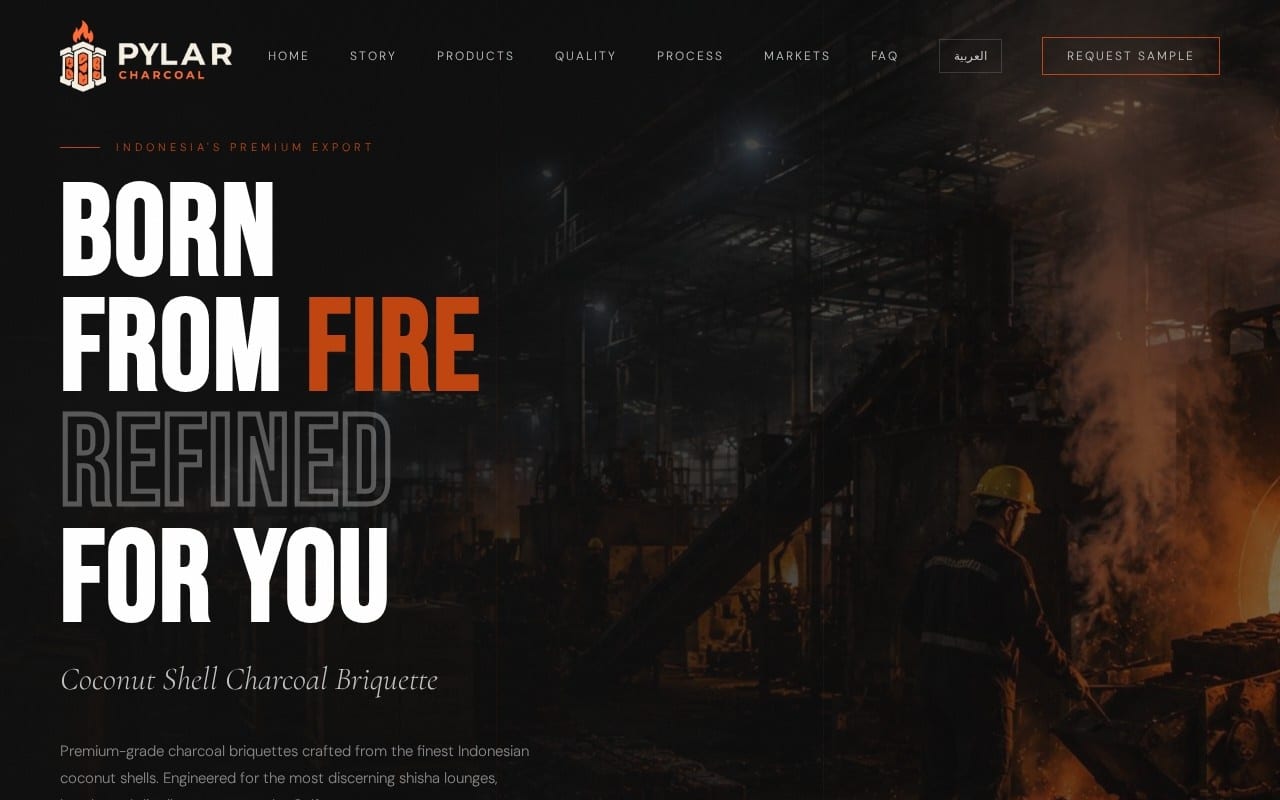 Tampilan website Pylar Charcoal